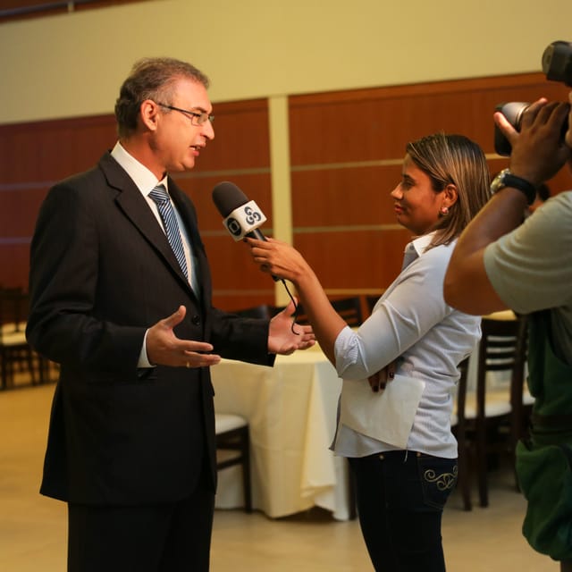 Rico Leite em entrevista à imprensa durante evento